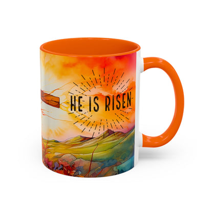 Inspirational Ceramic Mug - "He Is Risen" Design - Perfect for Easter & Faith Celebrations