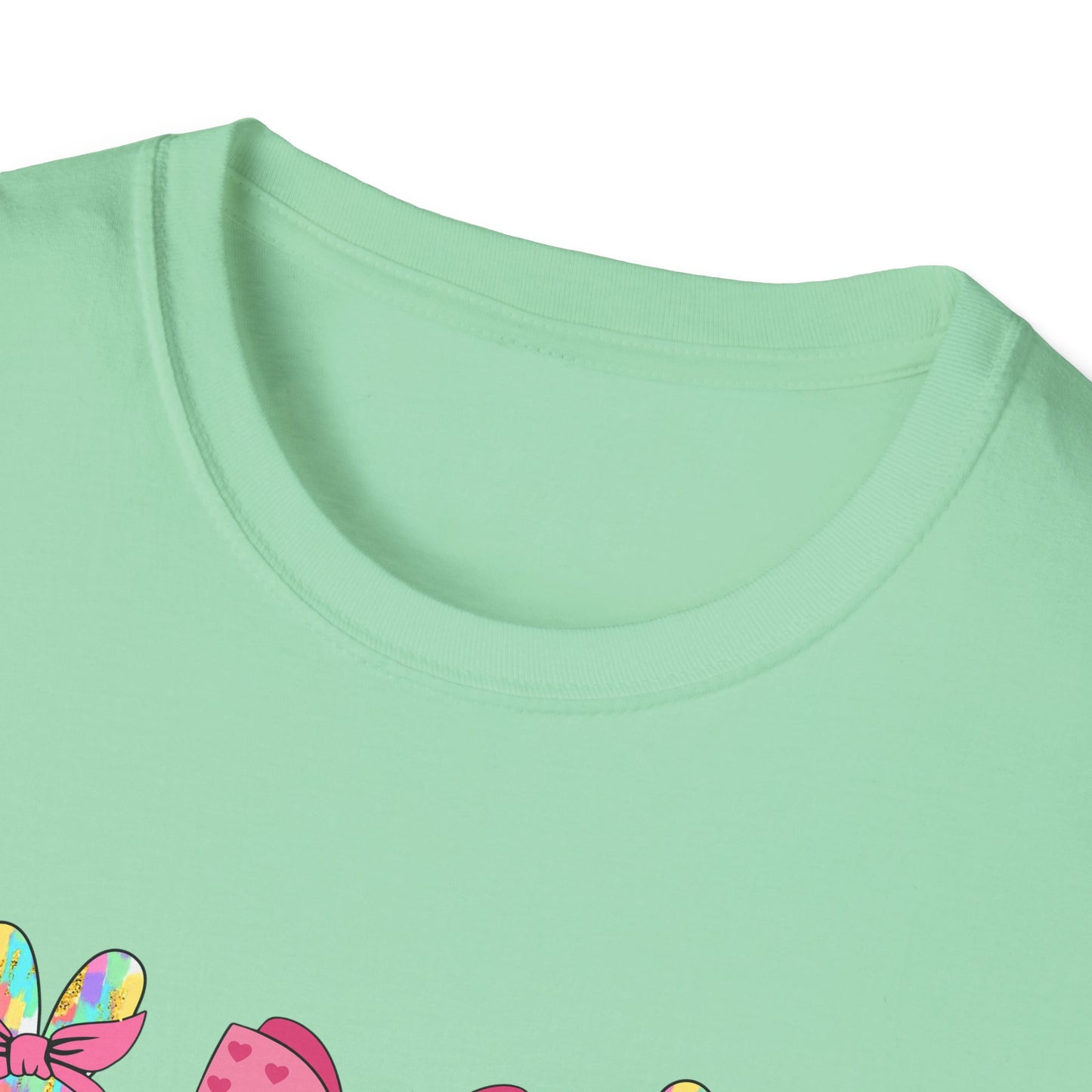 Cute Bunny & Bow Unisex Softstyle T-Shirt - Perfect for Easter and Spring Celebrations!