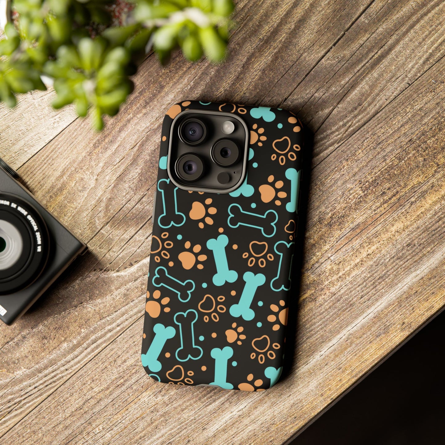 Pet Lovers Tough Phone Case - Colorful Bones & Paw Prints Design