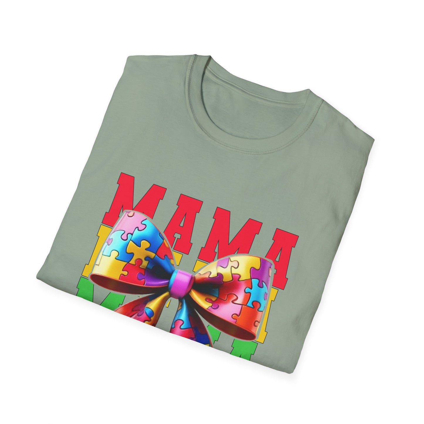 Colorful Mama Puzzle Bow Unisex T-Shirt - Perfect for Mother's Day & Family Celebrations