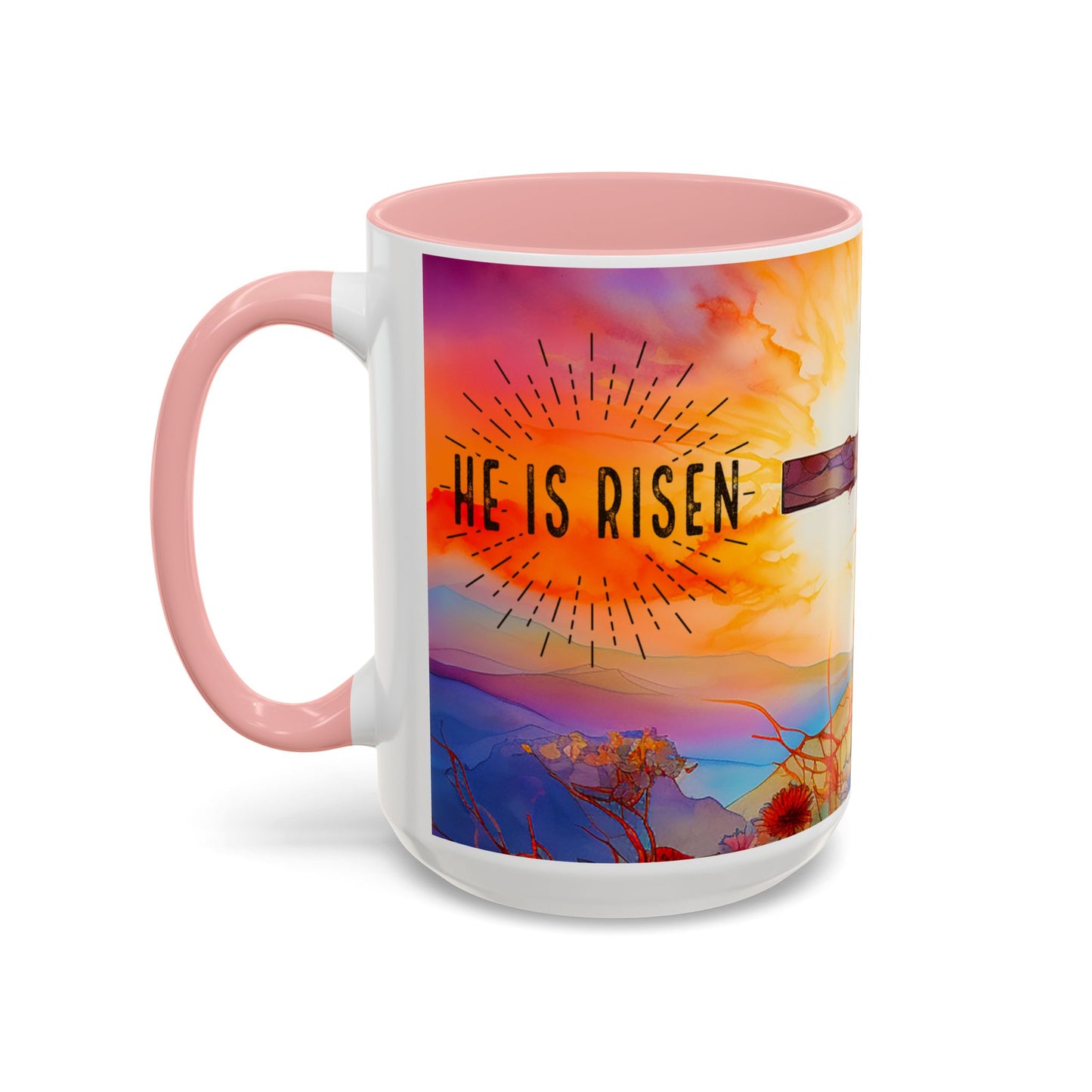 Inspirational Ceramic Mug - "He Is Risen" Design - Perfect for Easter & Faith Celebrations