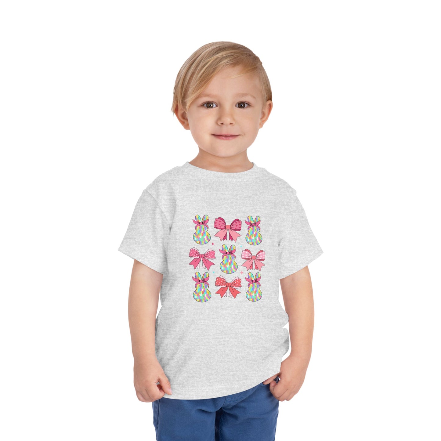 Cute Bunny & Bow Toddler Short Sleeve Tee - Perfect for Easter & Spring Celebrations