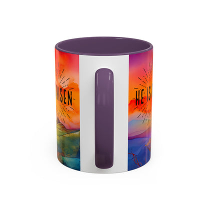 Inspirational Ceramic Mug - "He Is Risen" Design - Perfect for Easter & Faith Celebrations