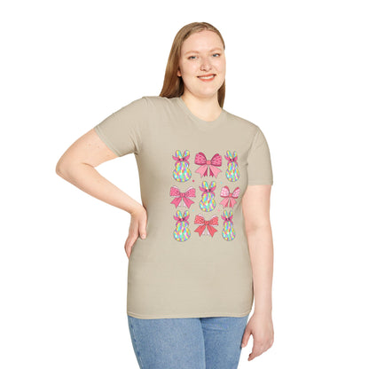 Cute Bunny & Bow Unisex Softstyle T-Shirt - Perfect for Easter and Spring Celebrations!