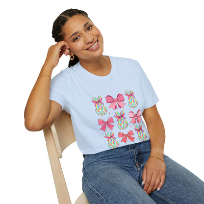 Cute Bunny & Bow Unisex Softstyle T-Shirt - Perfect for Easter and Spring Celebrations!