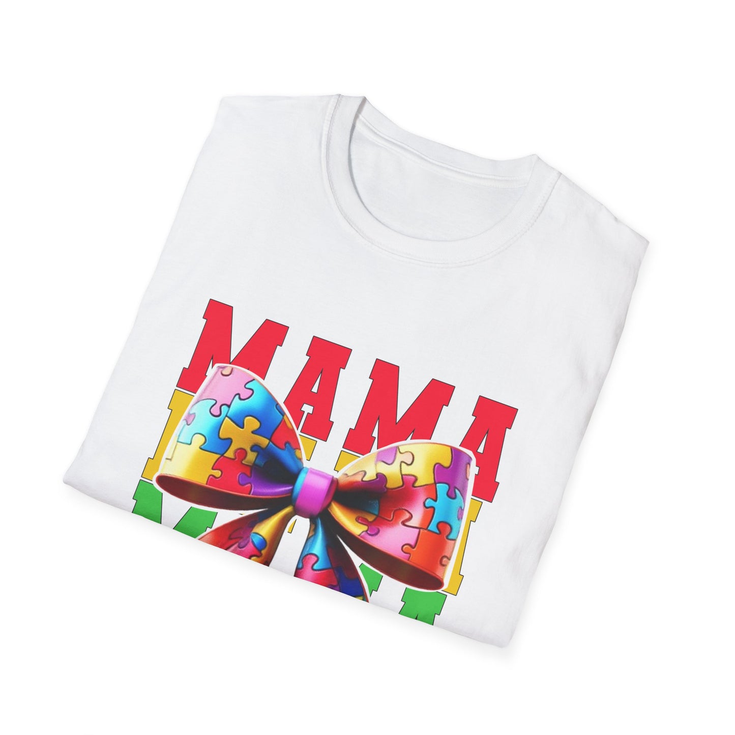 Colorful Mama Puzzle Bow Unisex T-Shirt - Perfect for Mother's Day & Family Celebrations