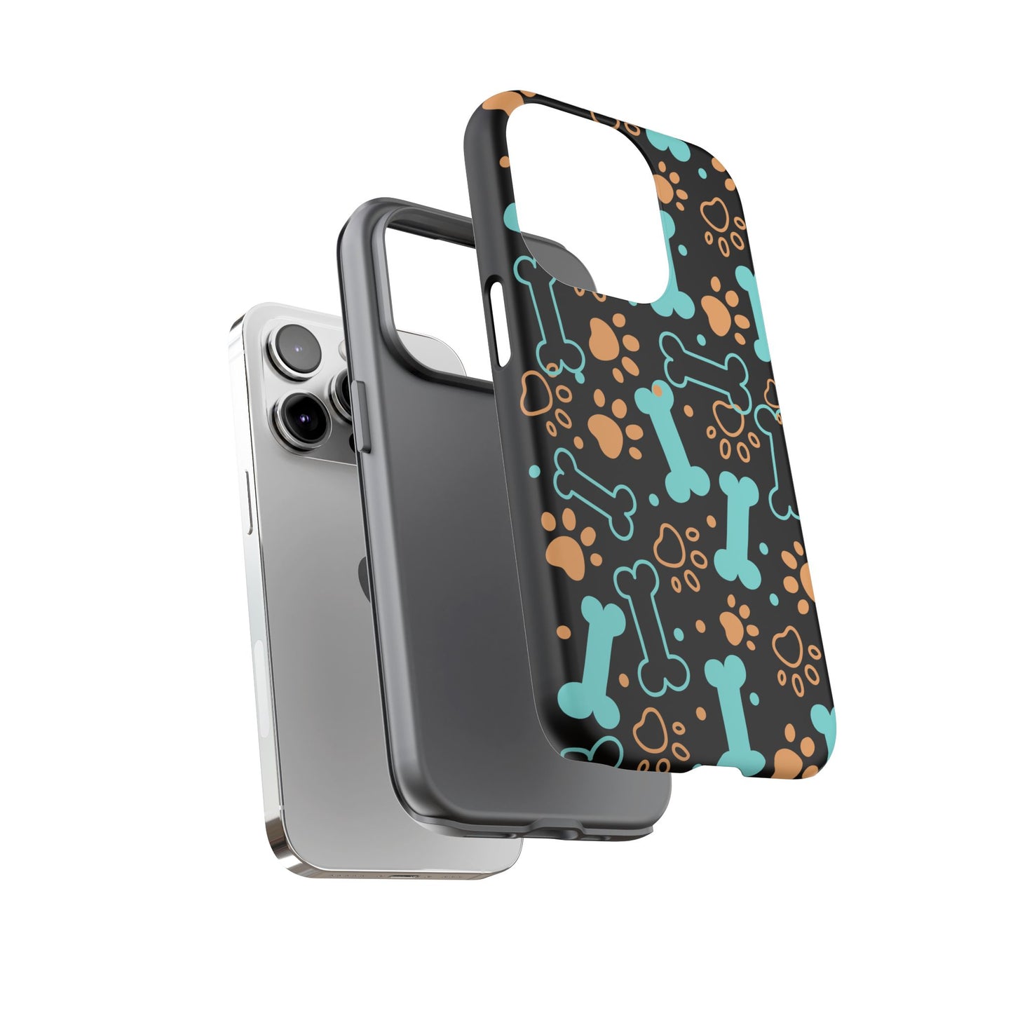 Pet Lovers Tough Phone Case - Colorful Bones & Paw Prints Design