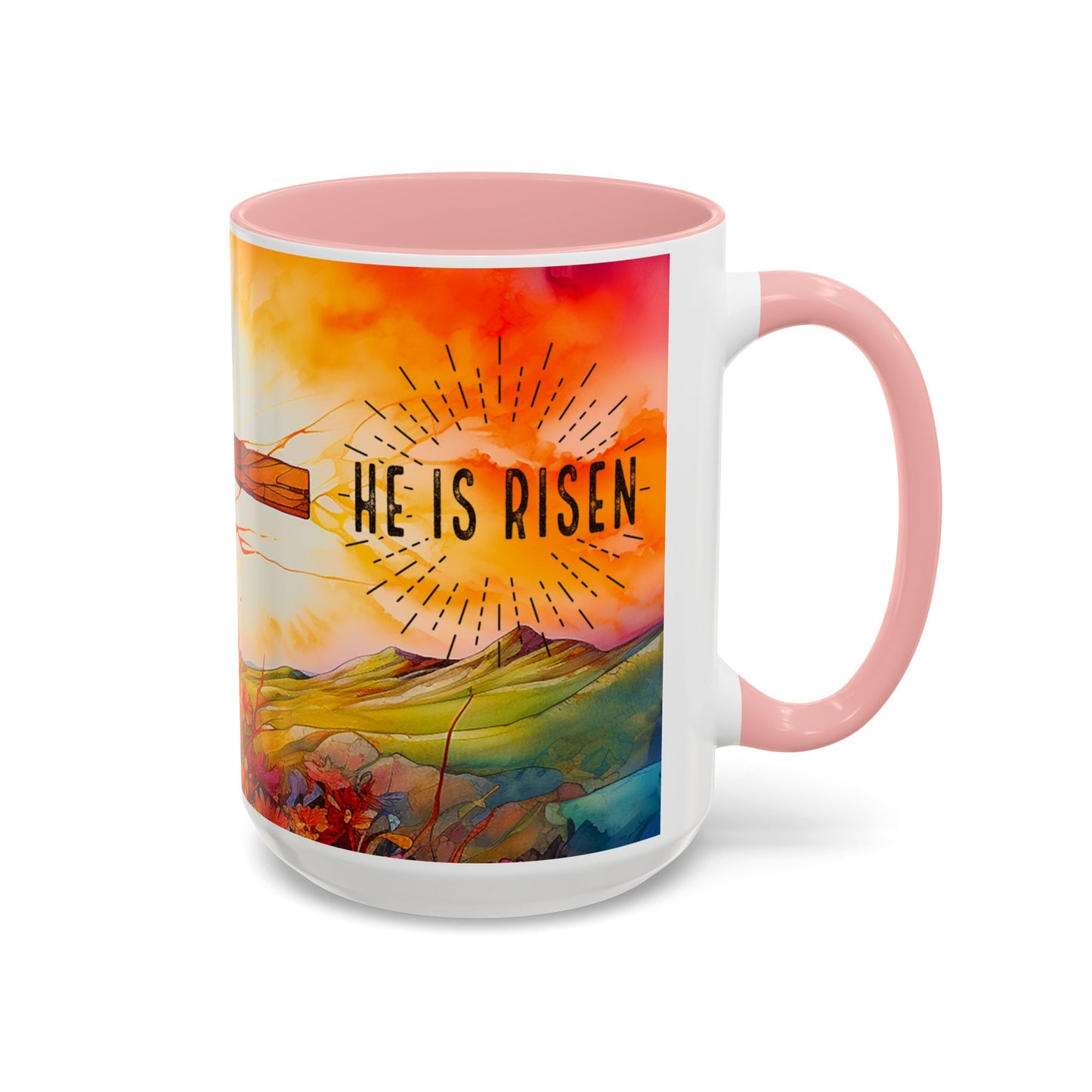 Inspirational Ceramic Mug - "He Is Risen" Design - Perfect for Easter & Faith Celebrations