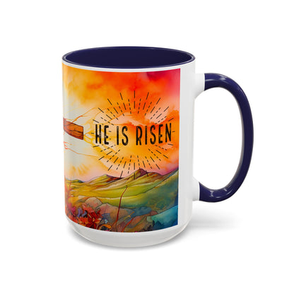 Inspirational Ceramic Mug - "He Is Risen" Design - Perfect for Easter & Faith Celebrations