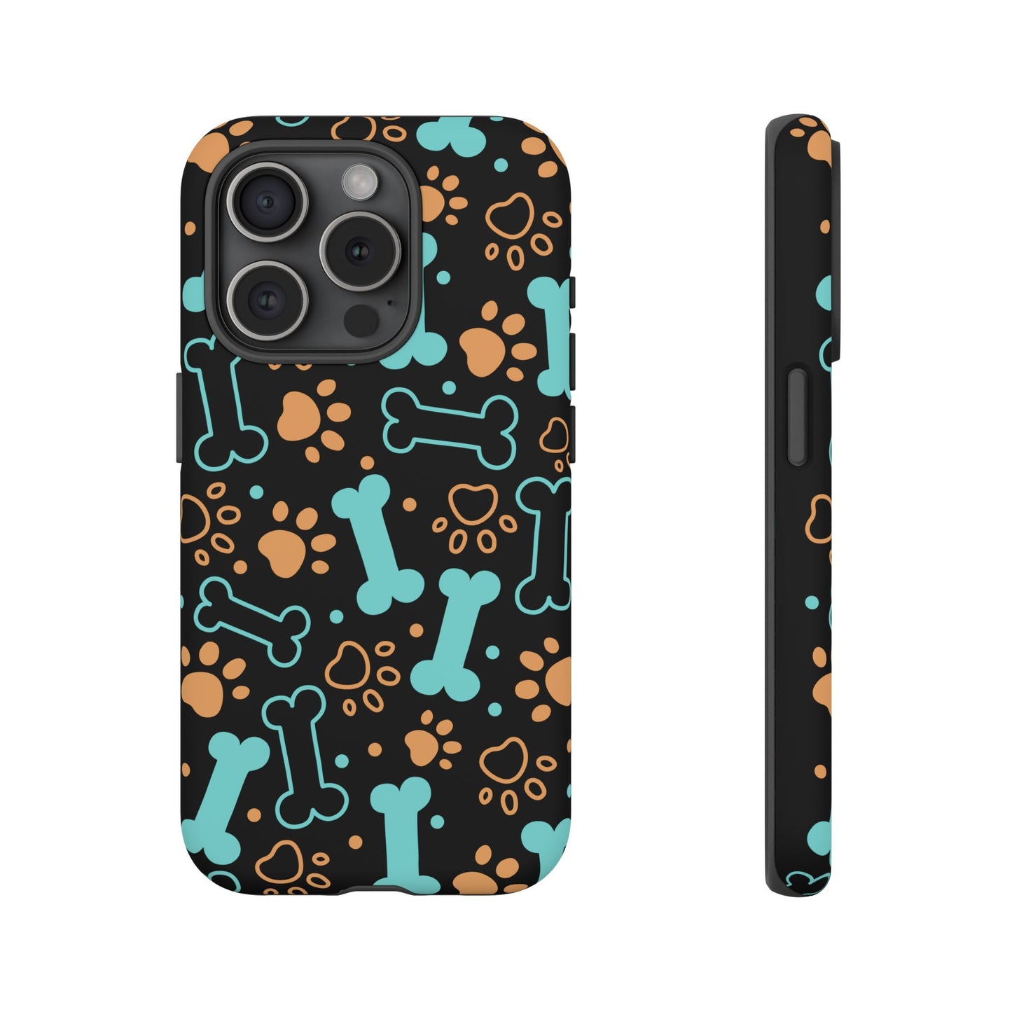 Pet Lovers Tough Phone Case - Colorful Bones & Paw Prints Design