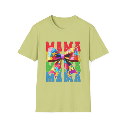 Colorful Mama Puzzle Bow Unisex T-Shirt - Perfect for Mother's Day & Family Celebrations