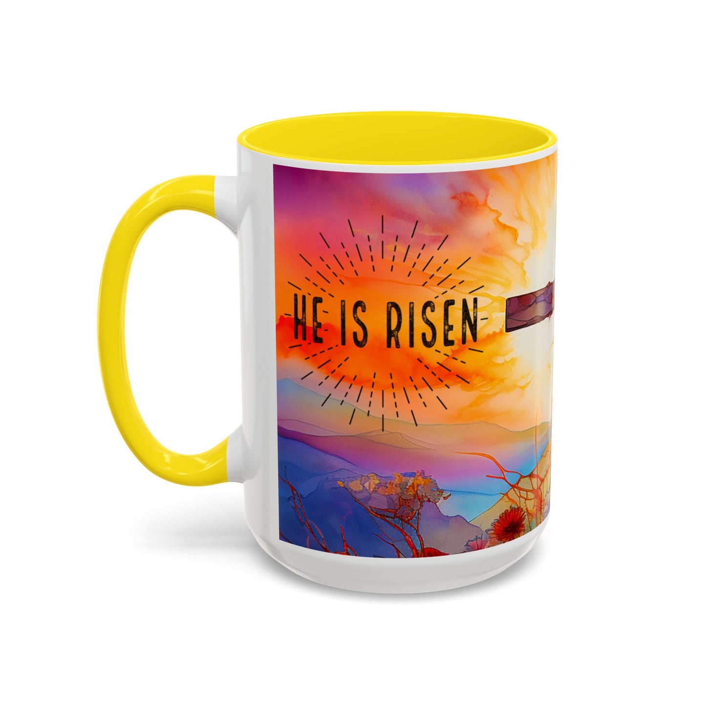 Inspirational Ceramic Mug - "He Is Risen" Design - Perfect for Easter & Faith Celebrations