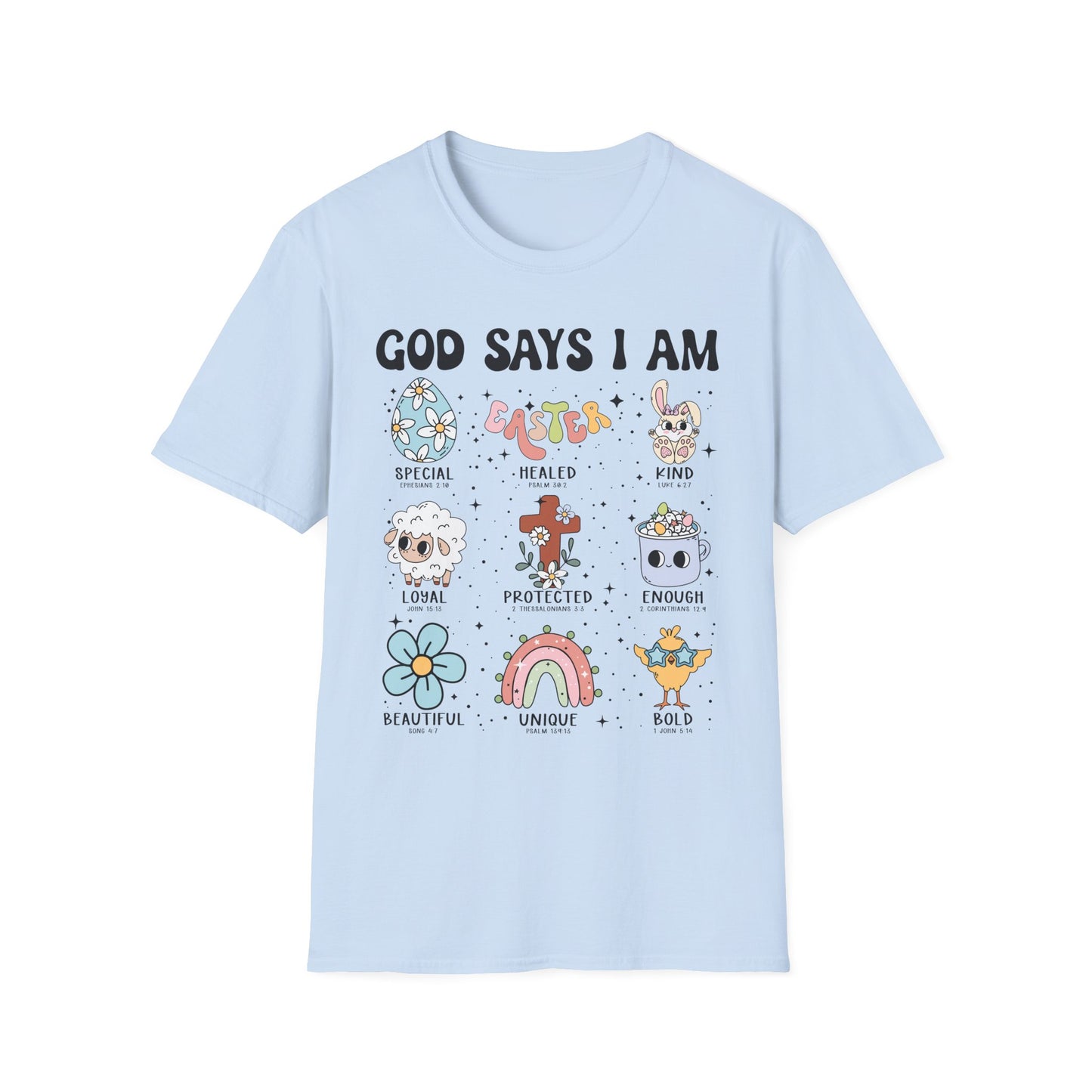 Inspirational Unisex Softstyle T-Shirt - "God Says I Am" Affirmations