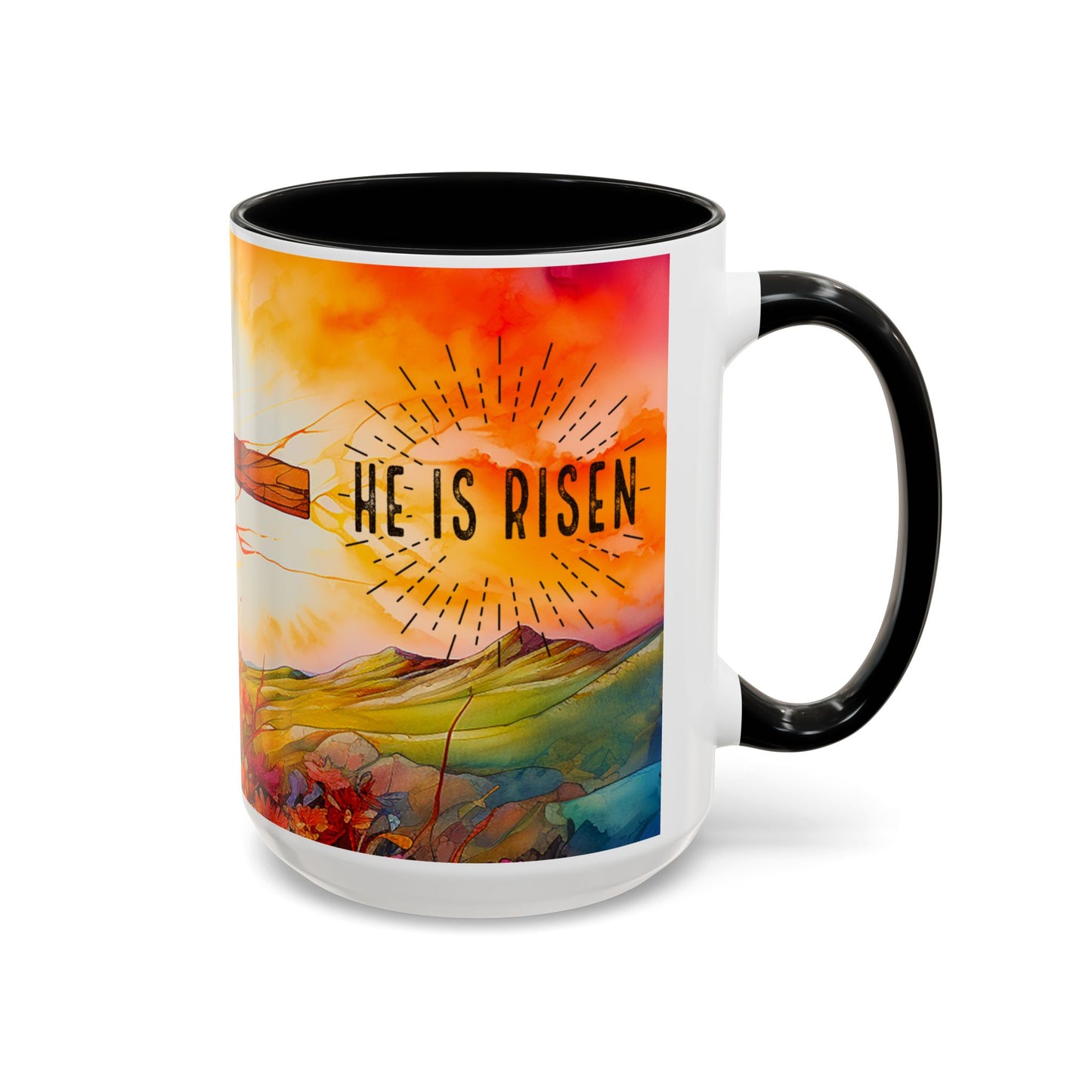 Inspirational Ceramic Mug - "He Is Risen" Design - Perfect for Easter & Faith Celebrations