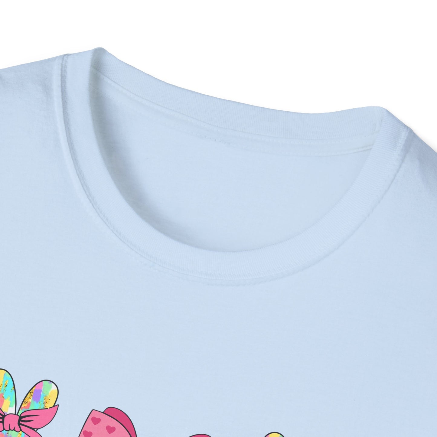 Cute Bunny & Bow Unisex Softstyle T-Shirt - Perfect for Easter and Spring Celebrations!