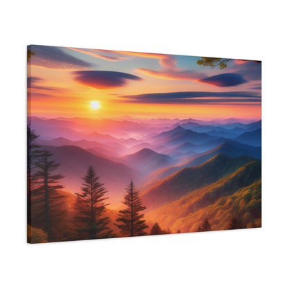 Sunset Mountain Landscape Canvas Wall Art – Stretched Decor for Nature Lovers