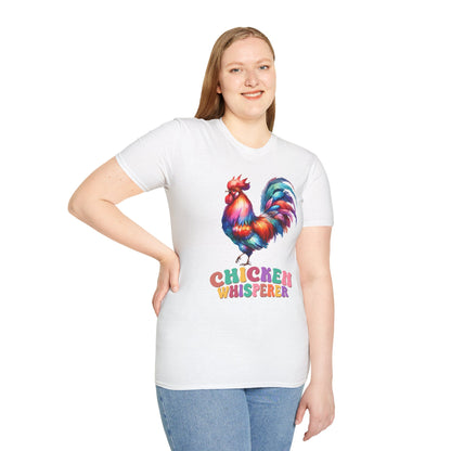 Colorful Chicken Whisperer Unisex Softstyle T-Shirt for Animal Lovers