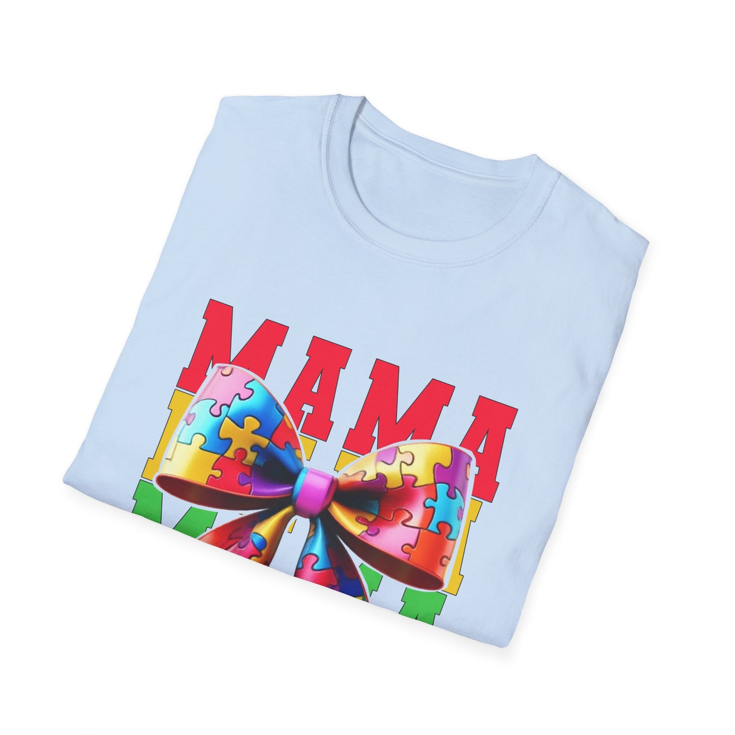 Colorful Mama Puzzle Bow Unisex T-Shirt - Perfect for Mother's Day & Family Celebrations