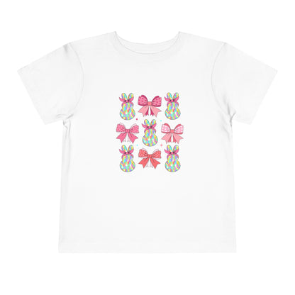 Cute Bunny & Bow Toddler Short Sleeve Tee - Perfect for Easter & Spring Celebrations