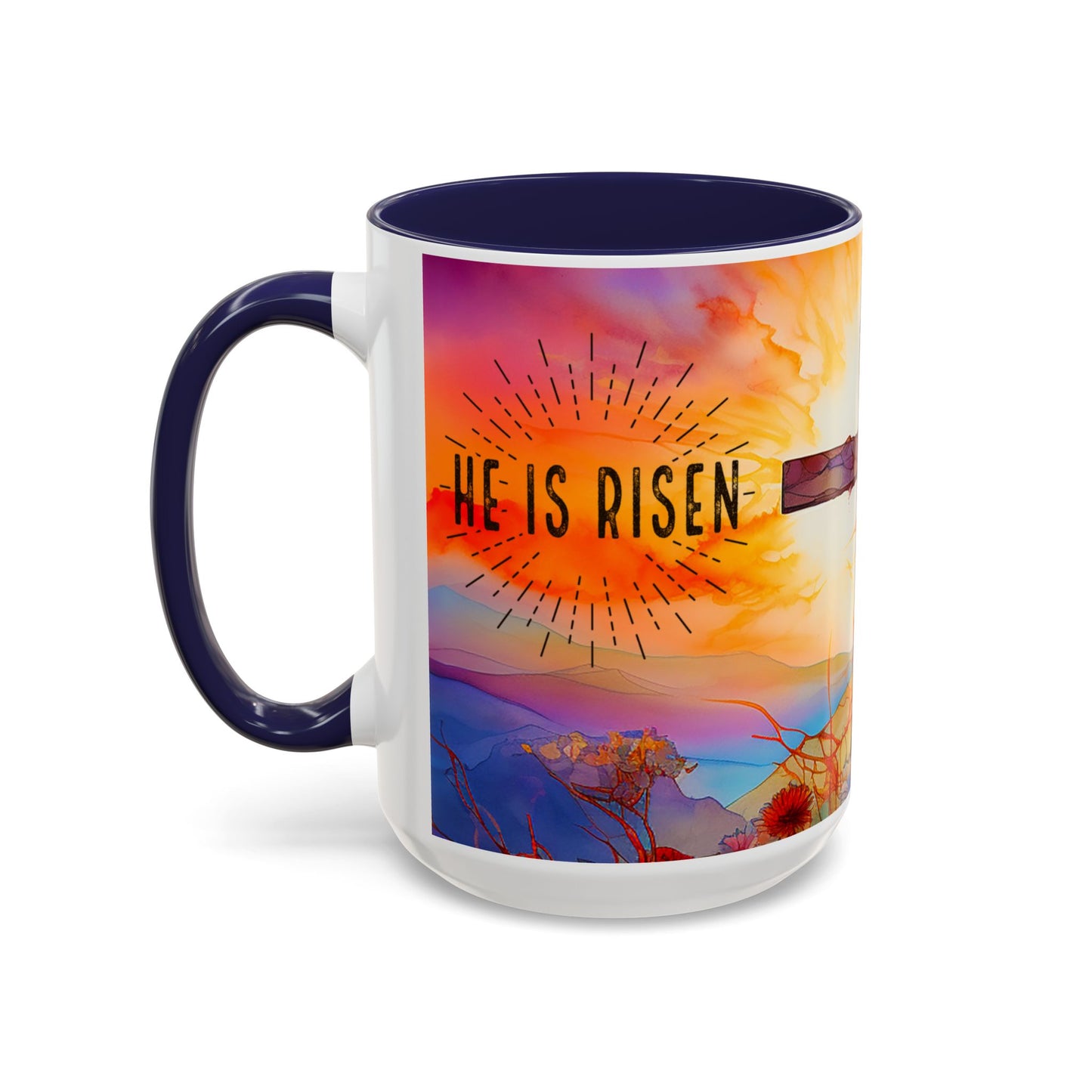 Inspirational Ceramic Mug - "He Is Risen" Design - Perfect for Easter & Faith Celebrations