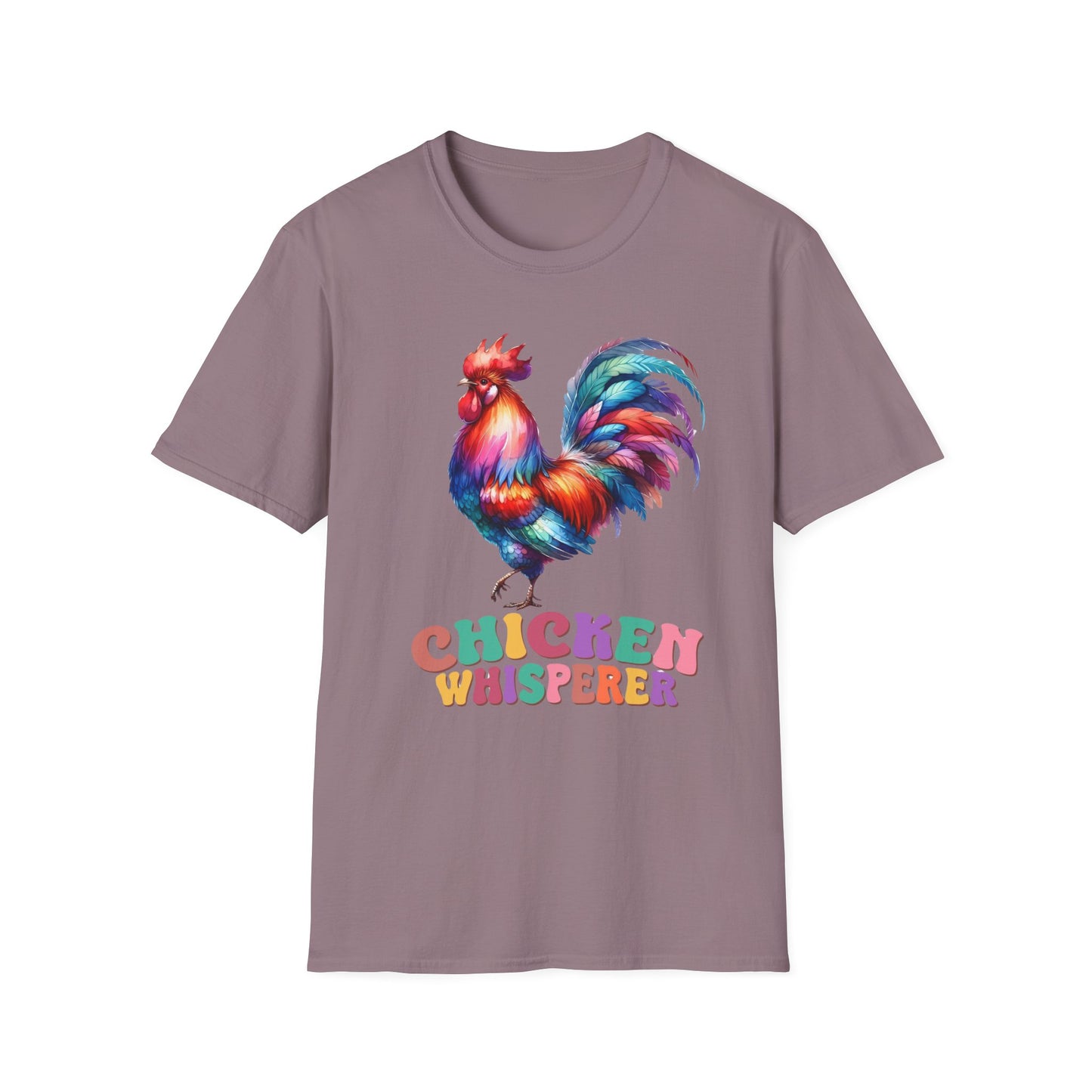 Colorful Chicken Whisperer Unisex Softstyle T-Shirt for Animal Lovers