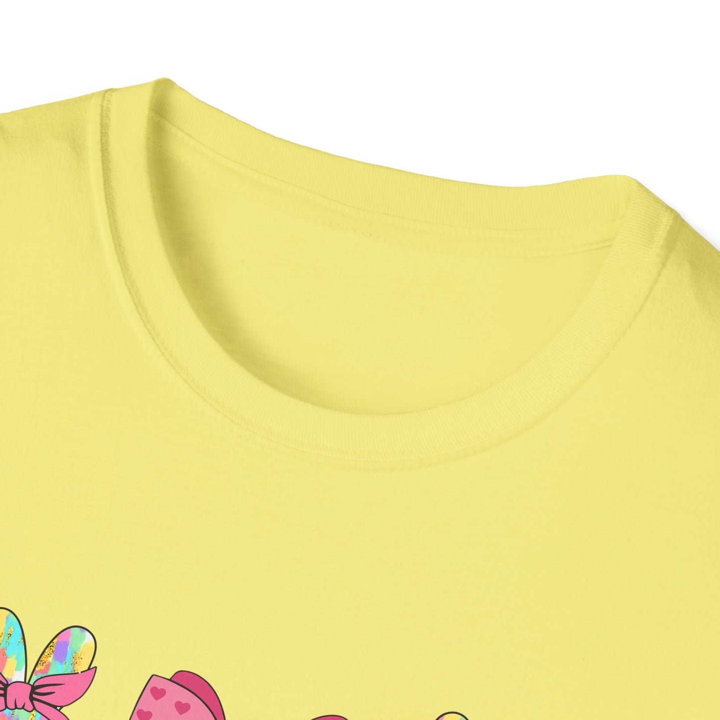 Cute Bunny & Bow Unisex Softstyle T-Shirt - Perfect for Easter and Spring Celebrations!