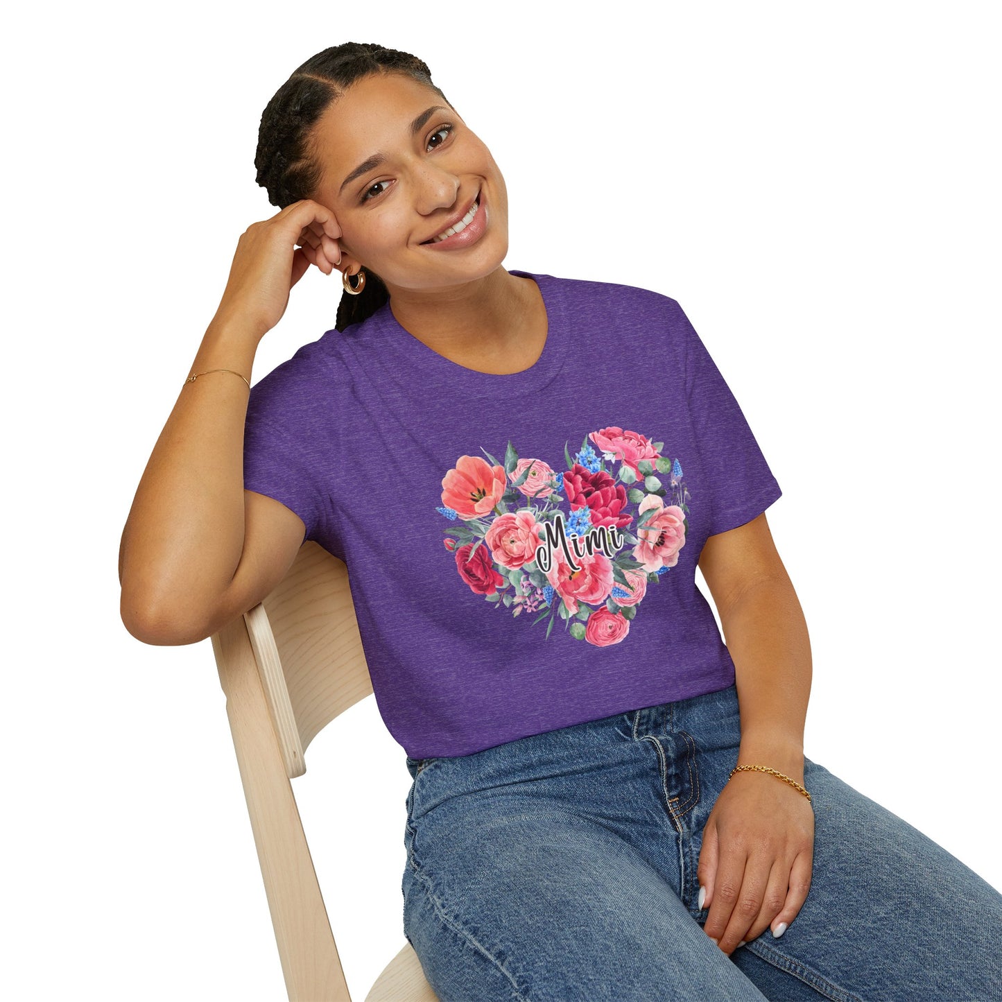 Floral Heart Mimi T-Shirt | Unisex Softstyle Tee