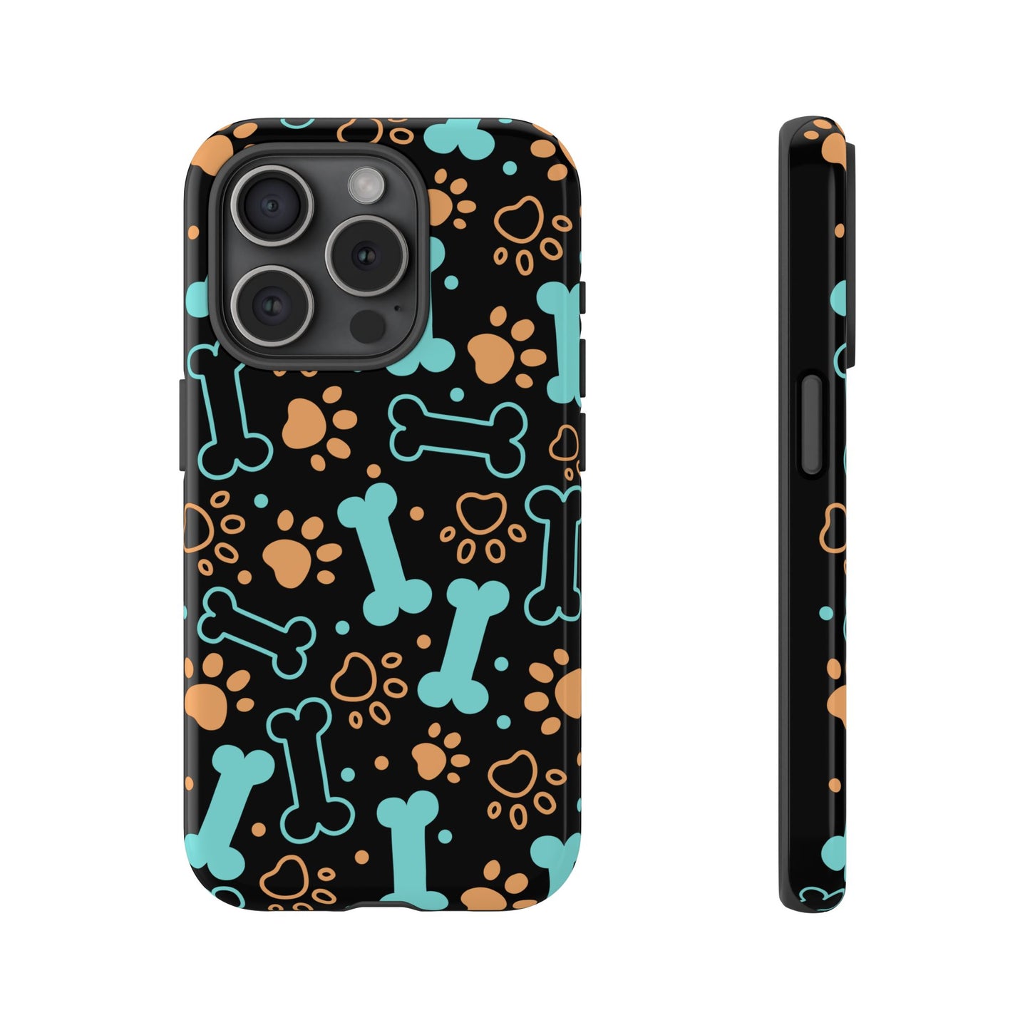 Pet Lovers Tough Phone Case - Colorful Bones & Paw Prints Design