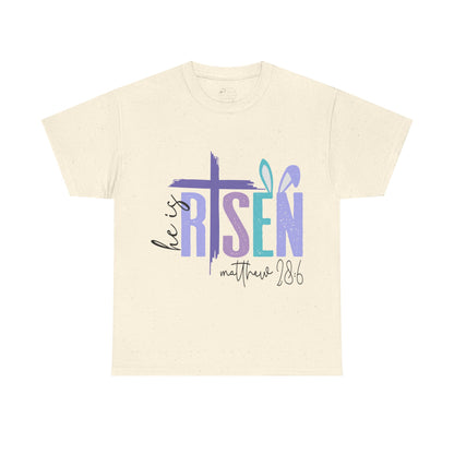 He is Risen Unisex Heavy Cotton Tee - Inspirational Easter Shirt