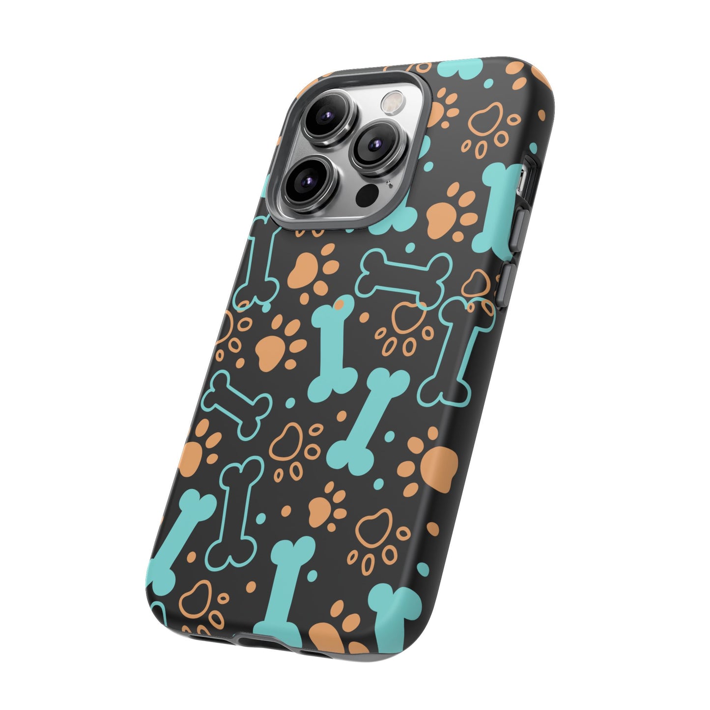 Pet Lovers Tough Phone Case - Colorful Bones & Paw Prints Design