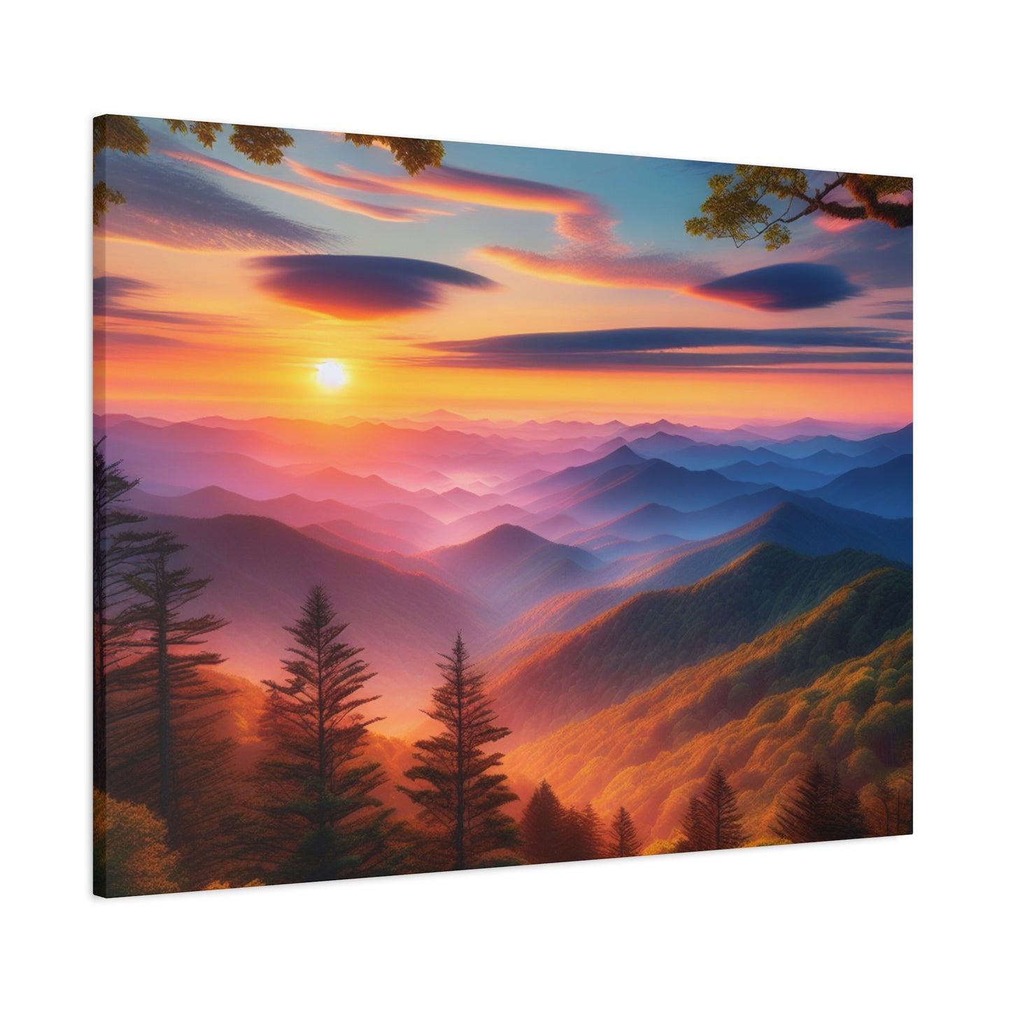 Sunset Mountain Landscape Canvas Wall Art – Stretched Decor for Nature Lovers