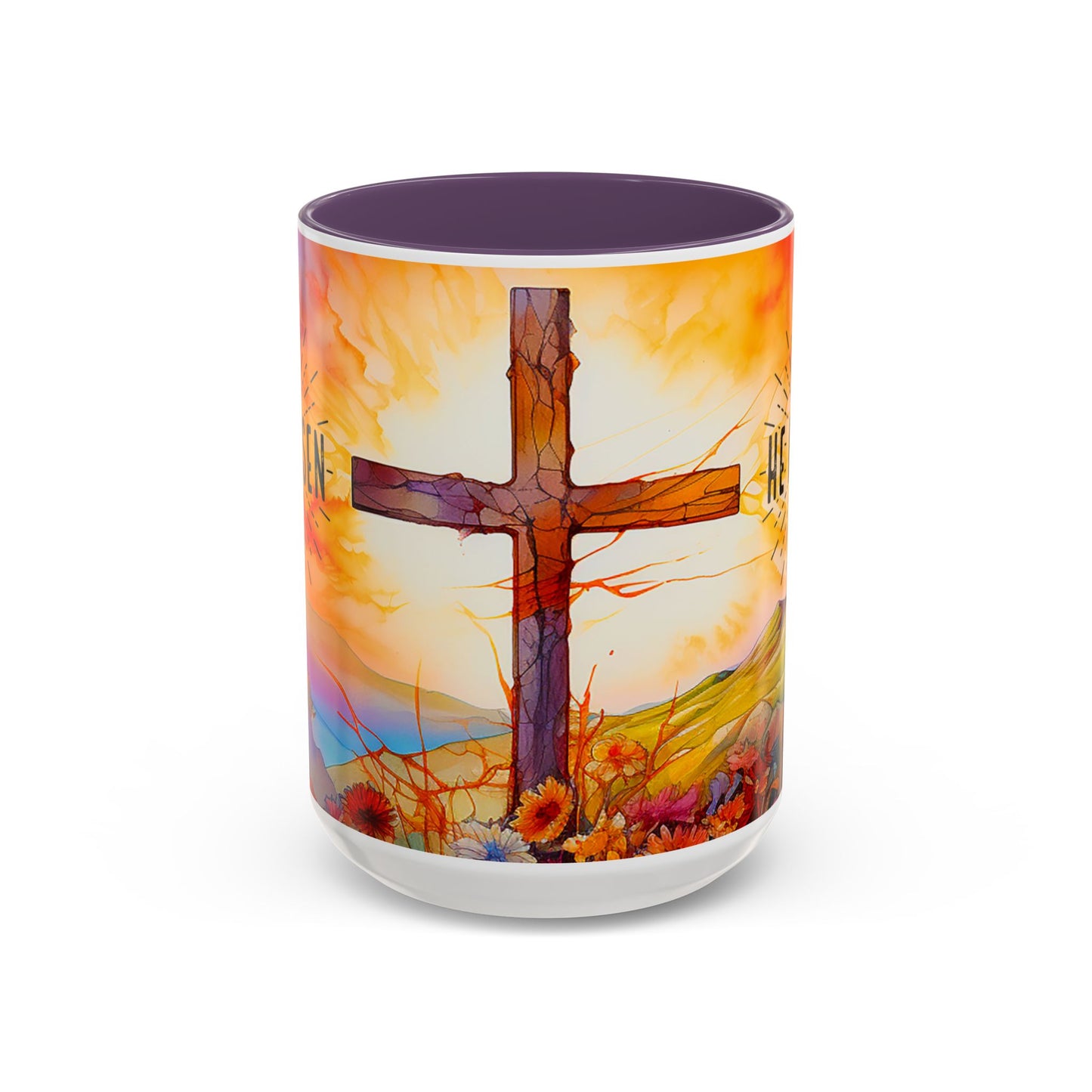 Inspirational Ceramic Mug - "He Is Risen" Design - Perfect for Easter & Faith Celebrations