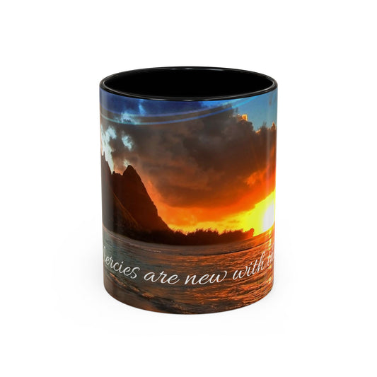 Inspirational Sunset Ceramic Mug - 'His Mercies Are New Every Morning' 11oz & 15oz