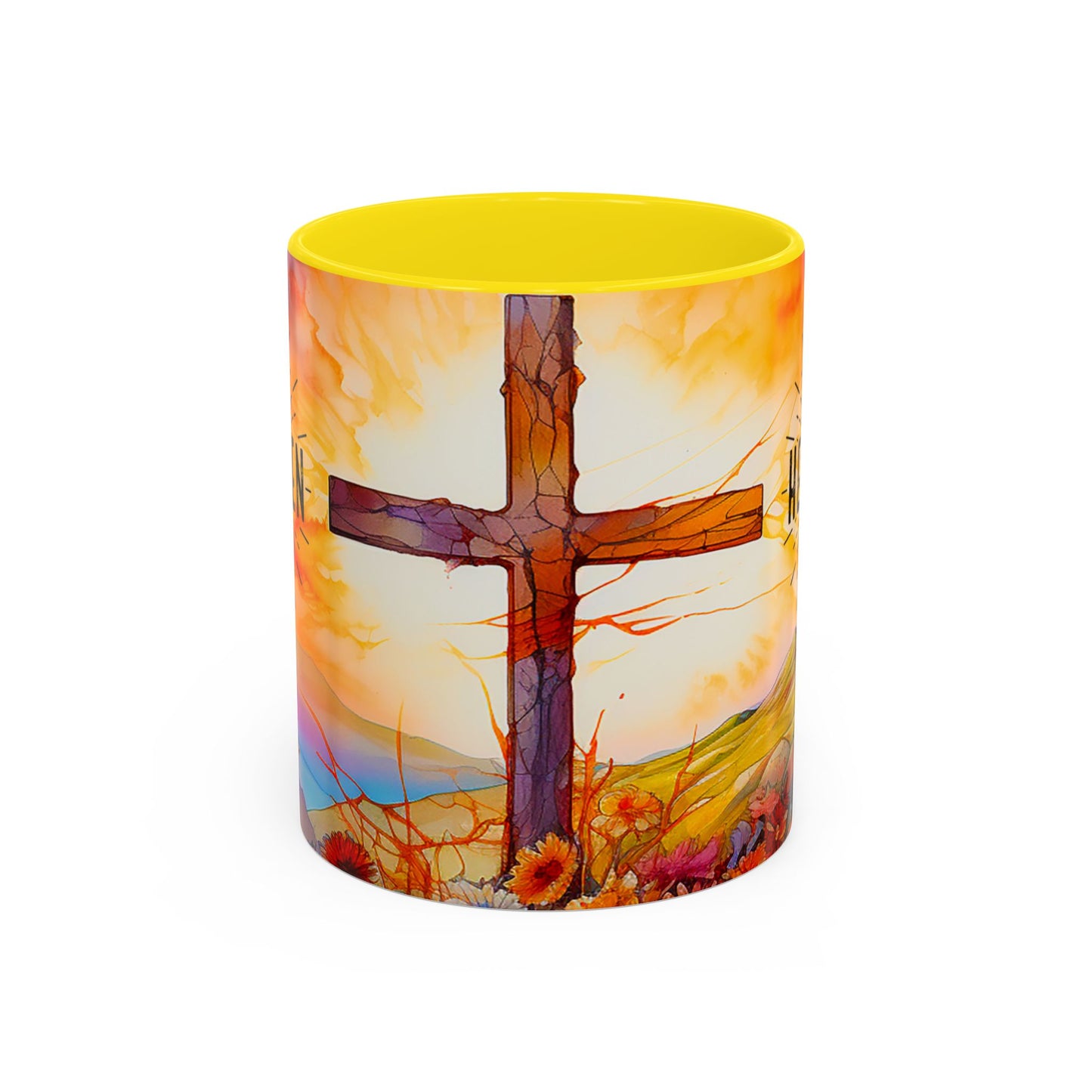 Inspirational Ceramic Mug - "He Is Risen" Design - Perfect for Easter & Faith Celebrations