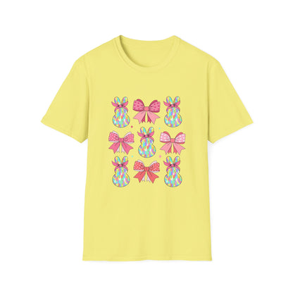 Cute Bunny & Bow Unisex Softstyle T-Shirt - Perfect for Easter and Spring Celebrations!