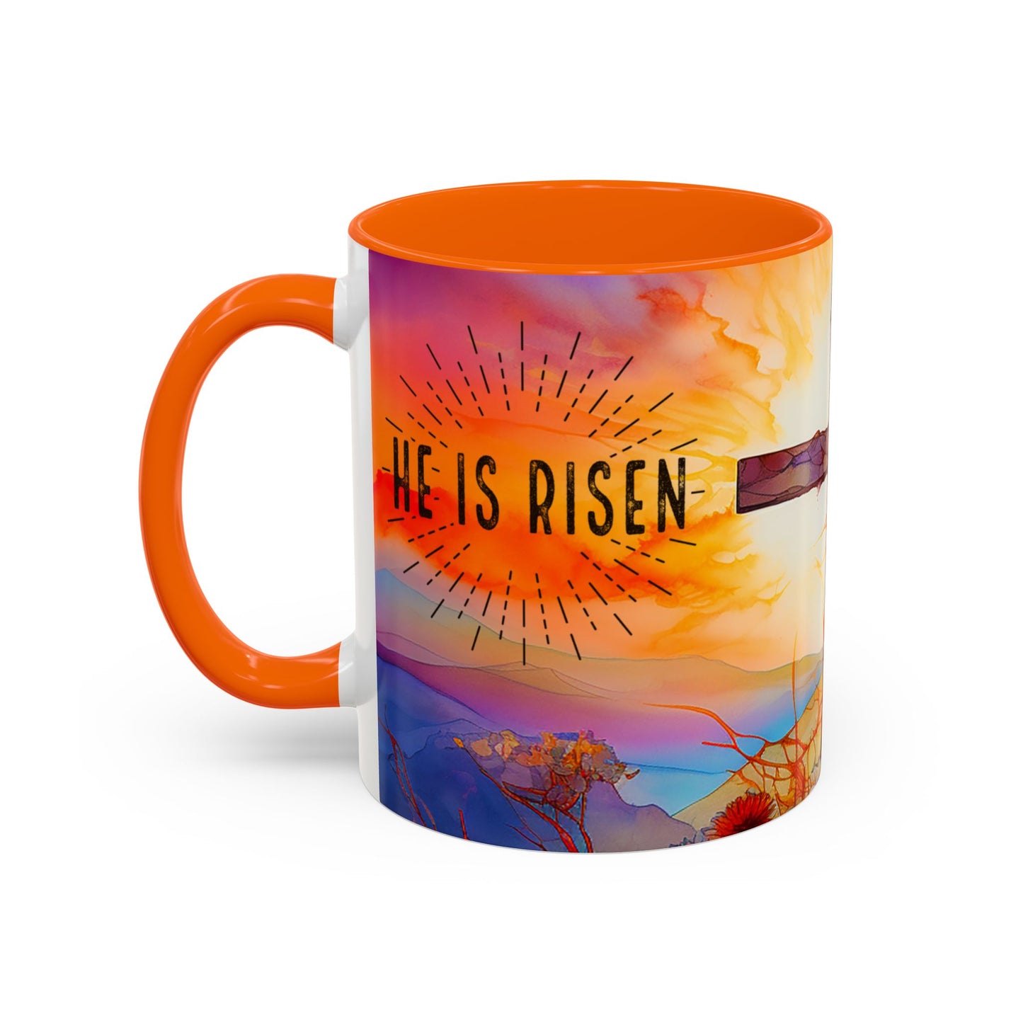 Inspirational Ceramic Mug - "He Is Risen" Design - Perfect for Easter & Faith Celebrations