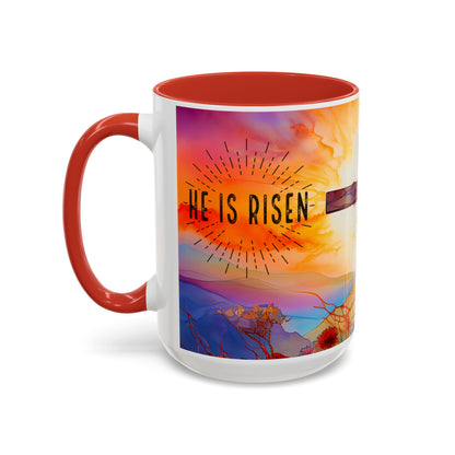 Inspirational Ceramic Mug - "He Is Risen" Design - Perfect for Easter & Faith Celebrations