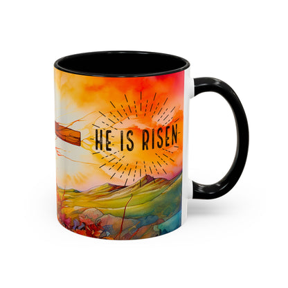 Inspirational Ceramic Mug - "He Is Risen" Design - Perfect for Easter & Faith Celebrations