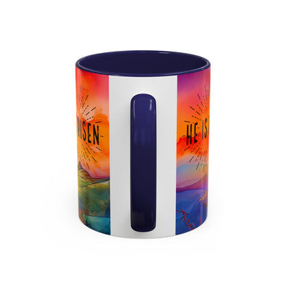 Inspirational Ceramic Mug - "He Is Risen" Design - Perfect for Easter & Faith Celebrations