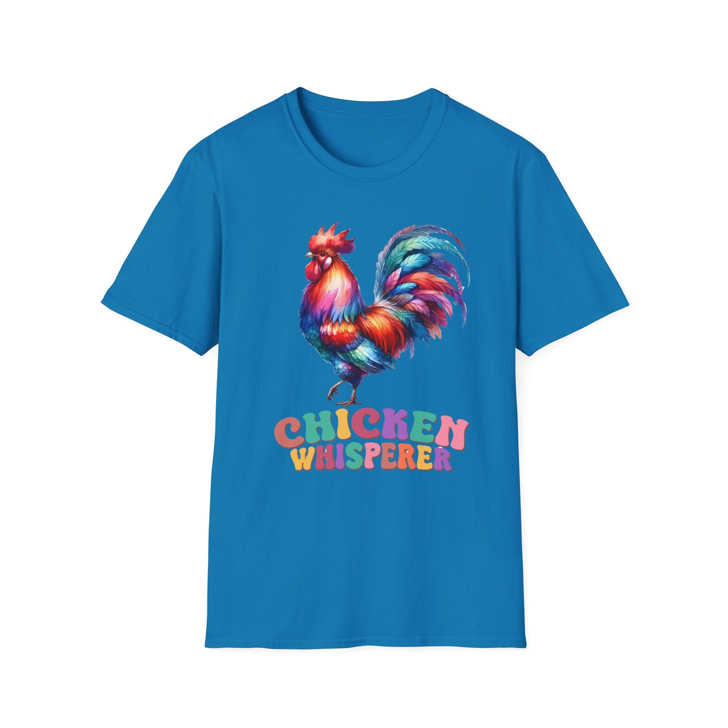 Colorful Chicken Whisperer Unisex Softstyle T-Shirt for Animal Lovers