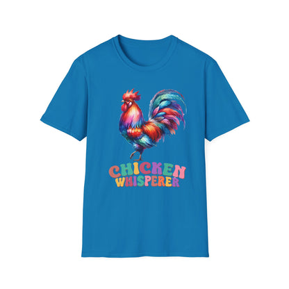 Colorful Chicken Whisperer Unisex Softstyle T-Shirt for Animal Lovers