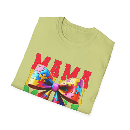 Colorful Mama Puzzle Bow Unisex T-Shirt - Perfect for Mother's Day & Family Celebrations