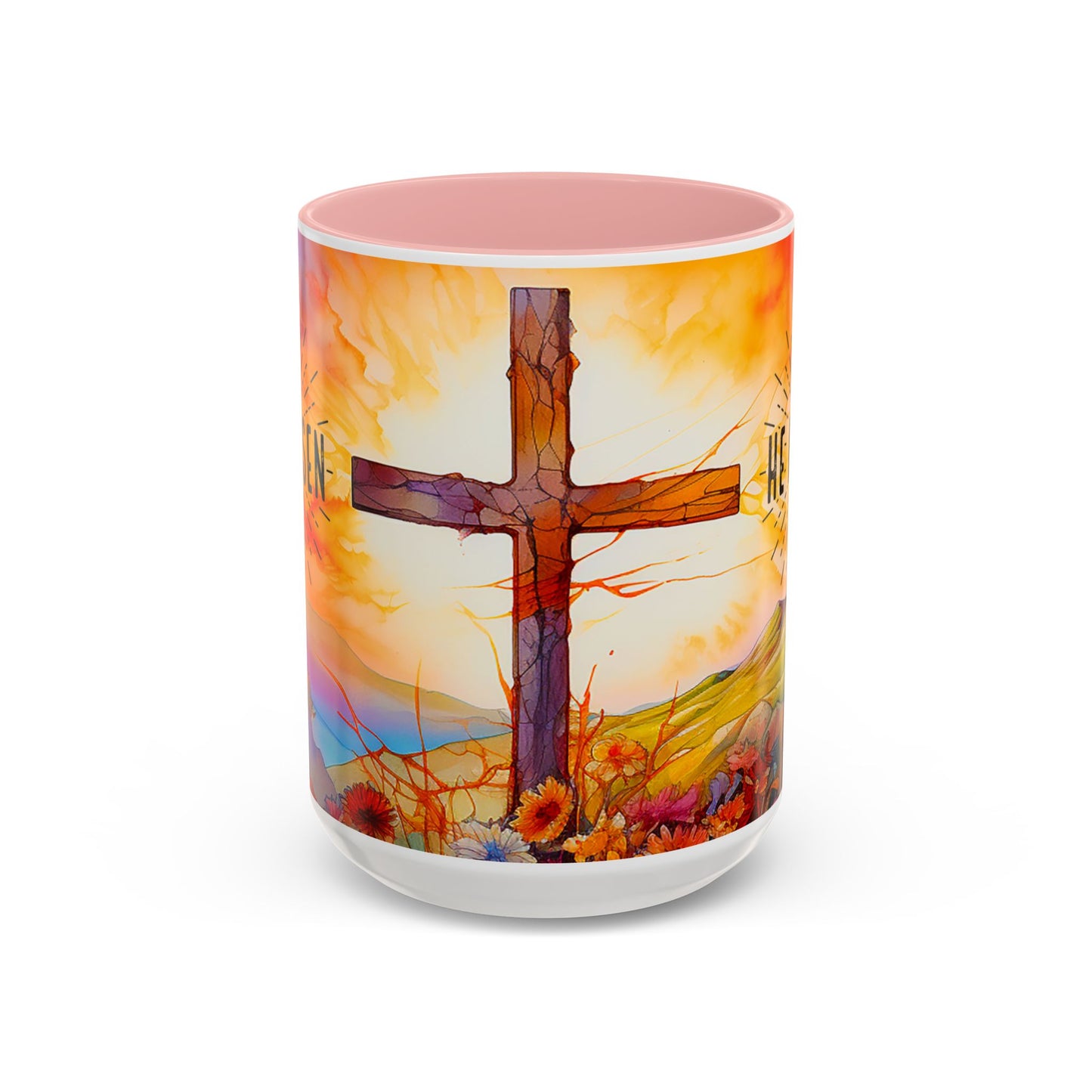 Inspirational Ceramic Mug - "He Is Risen" Design - Perfect for Easter & Faith Celebrations