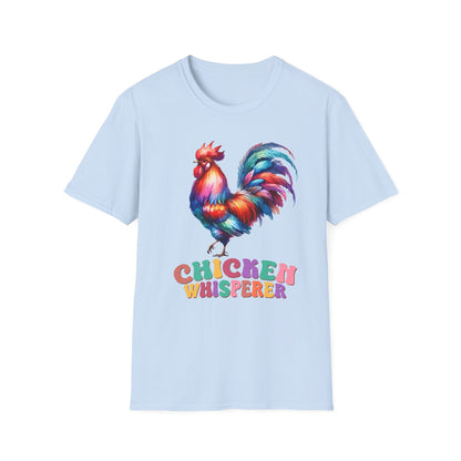 Colorful Chicken Whisperer Unisex Softstyle T-Shirt for Animal Lovers