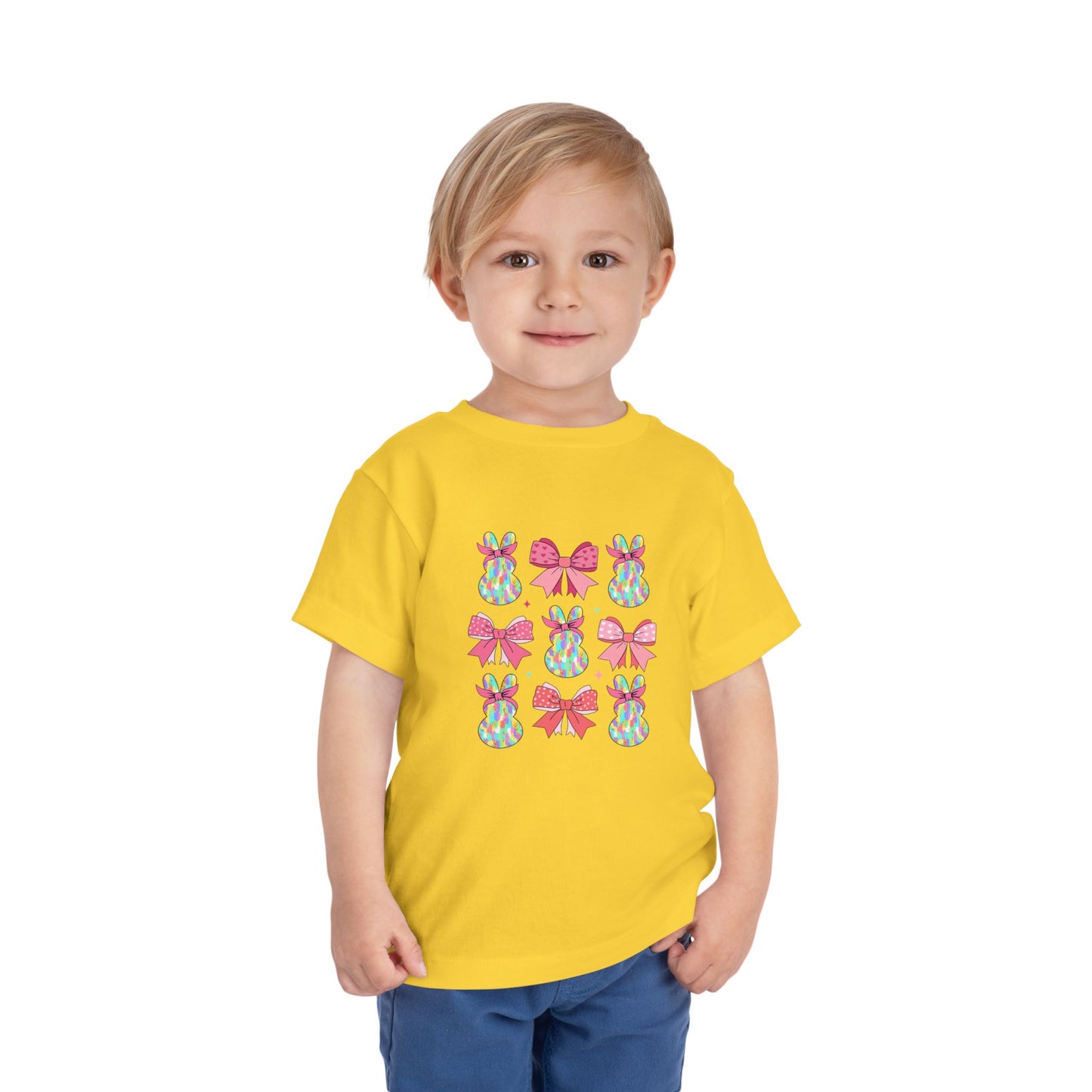 Cute Bunny & Bow Toddler Short Sleeve Tee - Perfect for Easter & Spring Celebrations