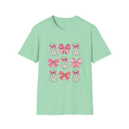 Cute Bunny & Bow Unisex Softstyle T-Shirt - Perfect for Easter and Spring Celebrations!