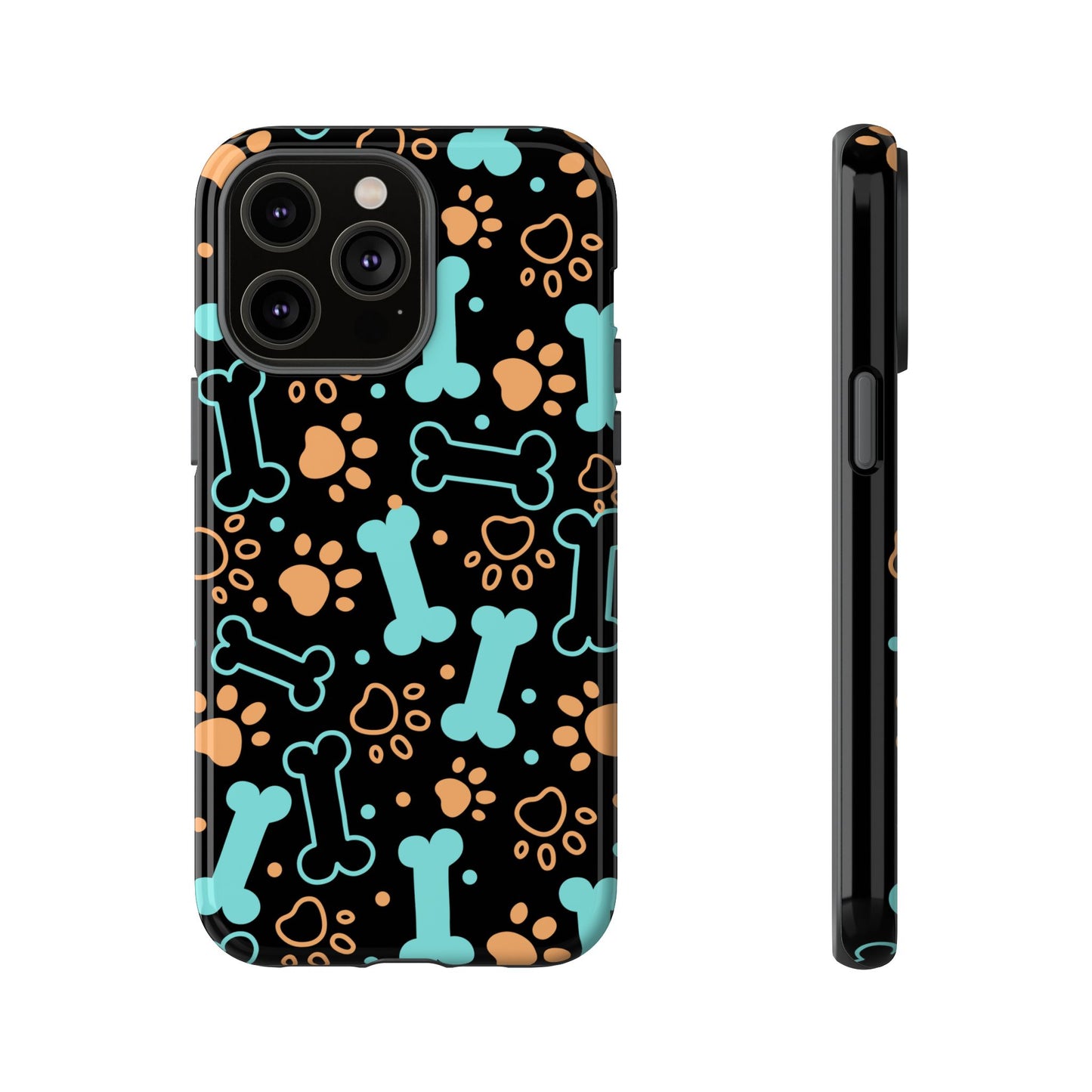 Pet Lovers Tough Phone Case - Colorful Bones & Paw Prints Design