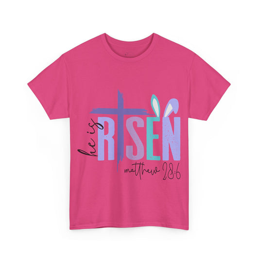 He is Risen Unisex Heavy Cotton Tee - Inspirational Easter Shirt