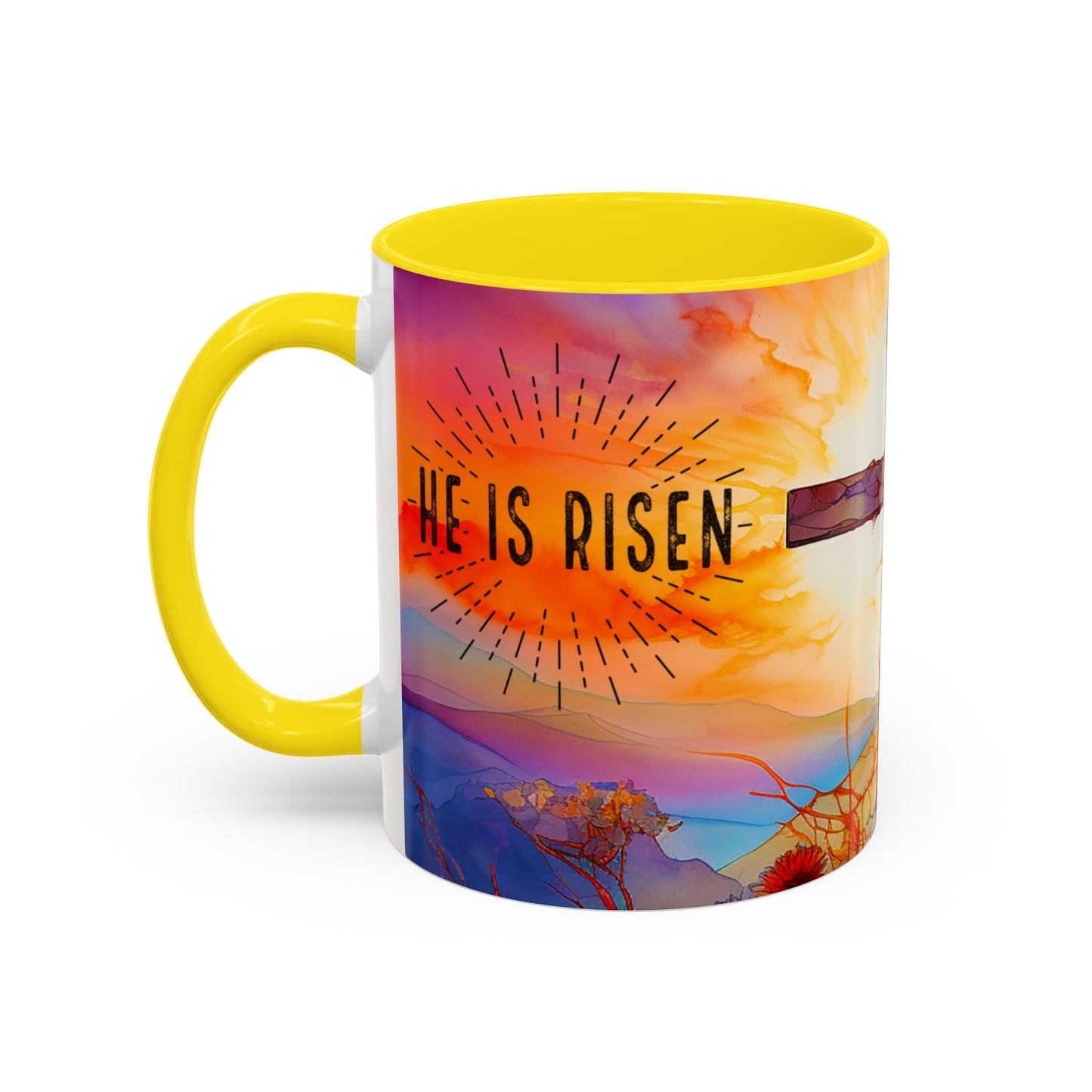 Inspirational Ceramic Mug - "He Is Risen" Design - Perfect for Easter & Faith Celebrations