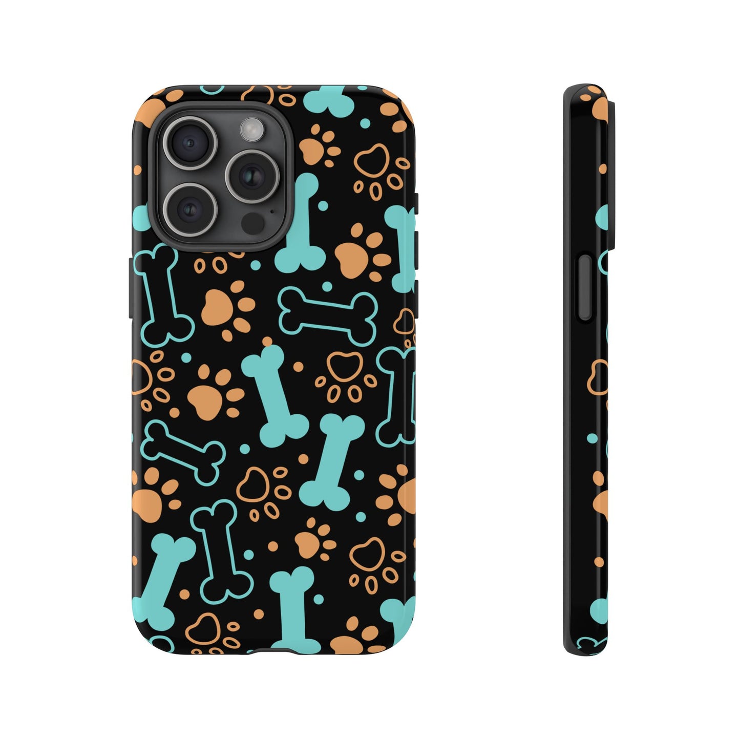 Pet Lovers Tough Phone Case - Colorful Bones & Paw Prints Design